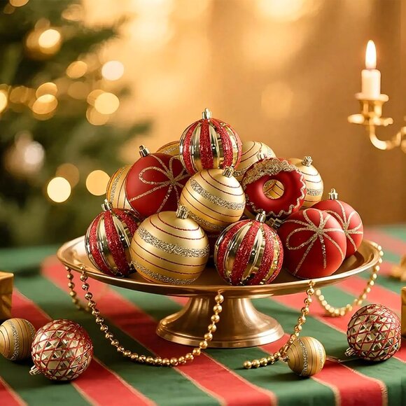70pcs Shatterproof Christmas Ball Ornaments Set for Tree in Black Red Gold Color - Picture 3 of 8